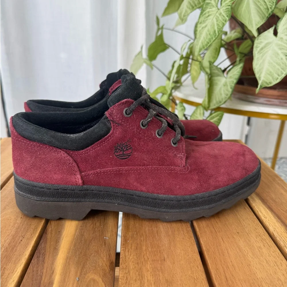 Timberland Suede Oxford Shoes Burgundy Maroon Lace Up Casual Comfort Men’s 10